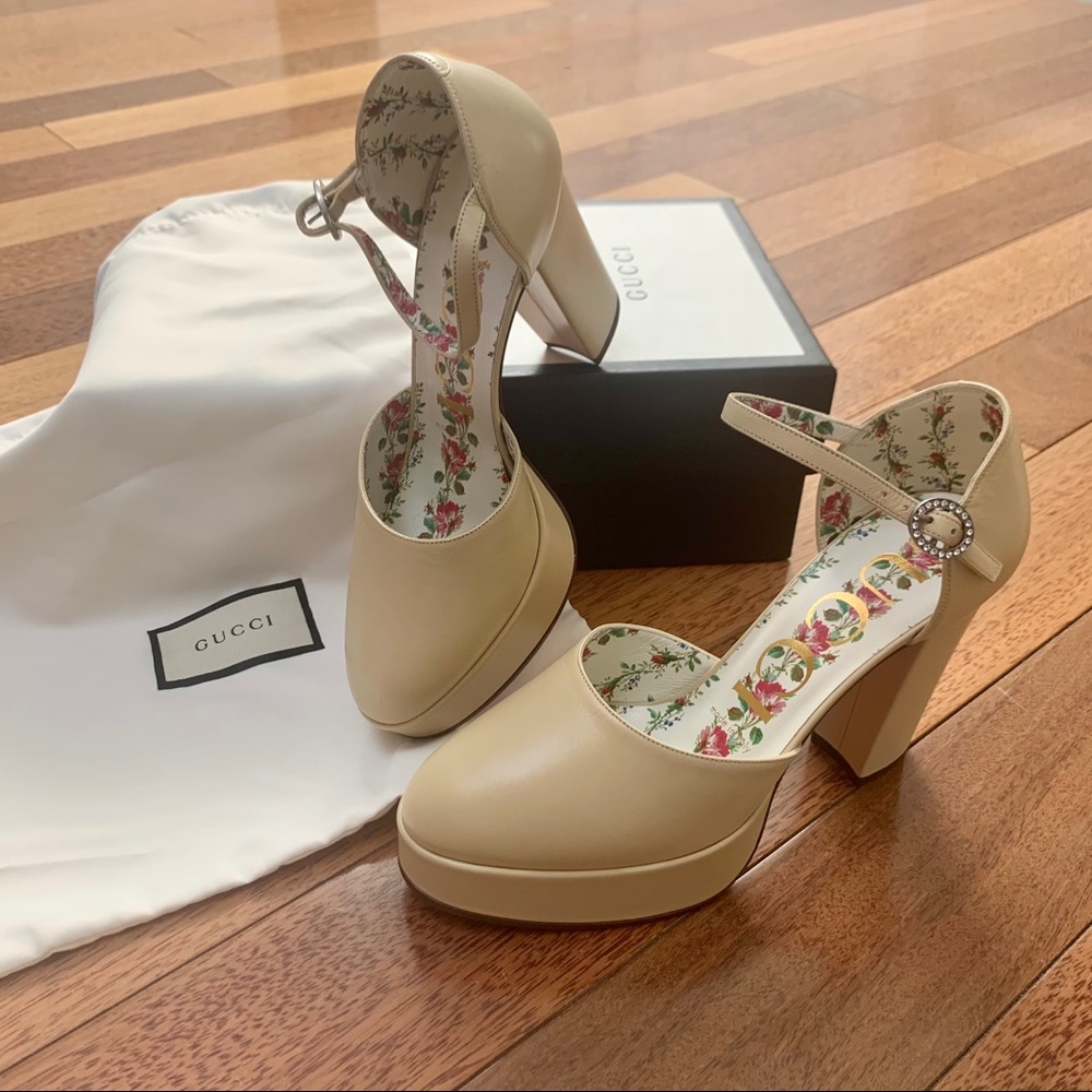 Gucci | Platform Heels Off White Leather 36.5